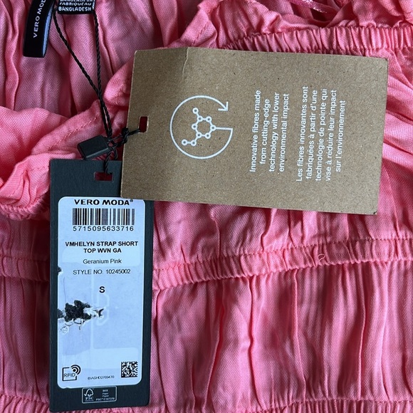 VERO MODA Pink Shoulder Tie Tank Top size small - Picture 8 of 11